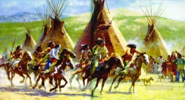 西部アメリカンインディアン 219 Oil Paintings